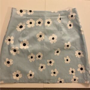 Blue Floral Mini Skirt
